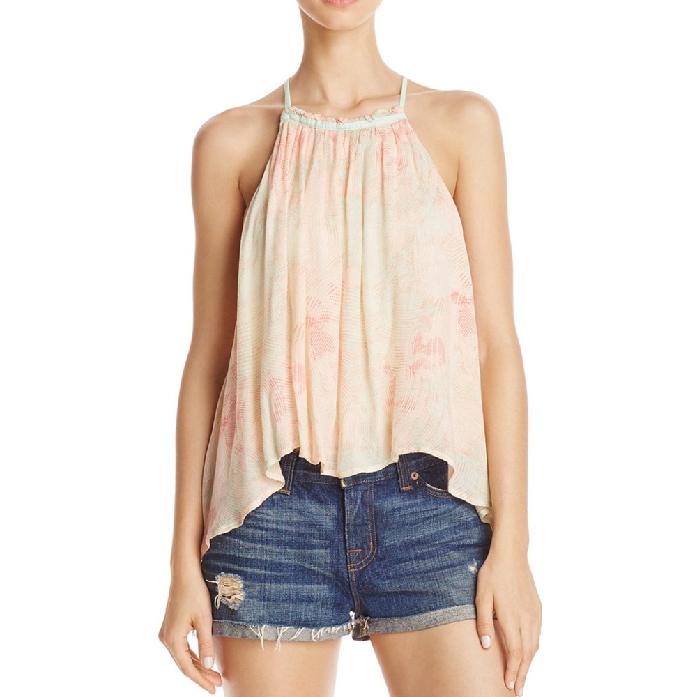 NWT. Free People flowy high neck tank top, size XS boho beachy